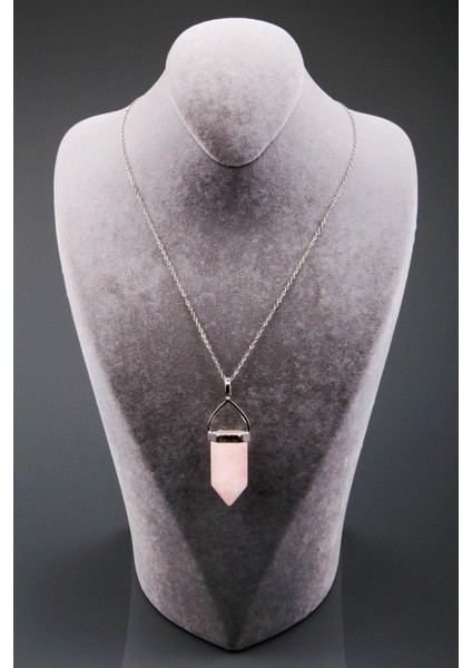 Sertifikalı Pembe Kuvars Doğal Taş Obelix Kolye fiyatları