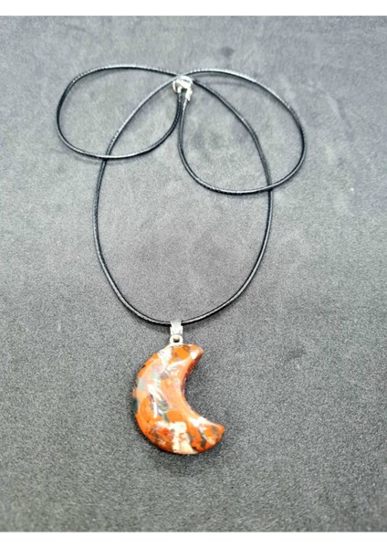 Sertifikalı Doğal Taş Jasper Taşı Kolye Yarım Ay Model modelleri