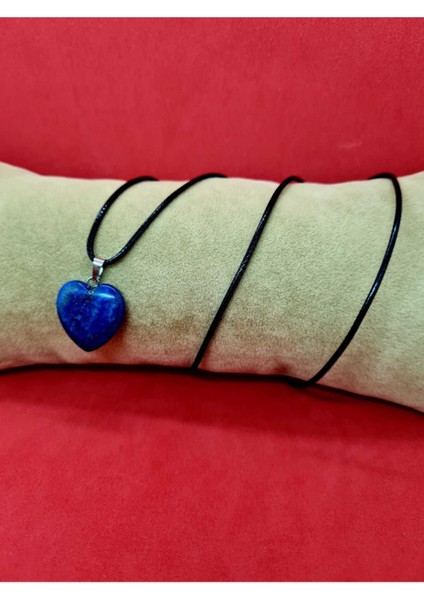 Sertifikalı Doğal Lapis Lazuli Taşı Kalp Kolye Zincir Dahil modelleri
