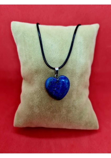 Sertifikalı Doğal Lapis Lazuli Taşı Kalp Kolye Zincir Dahil indirimleri