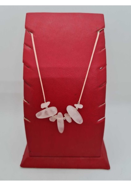 Sertifikalı Doğal Pembe Kuvars Taşı Tasarım Kolye Makrome Ayarlı Kilit Sistemi modelleri