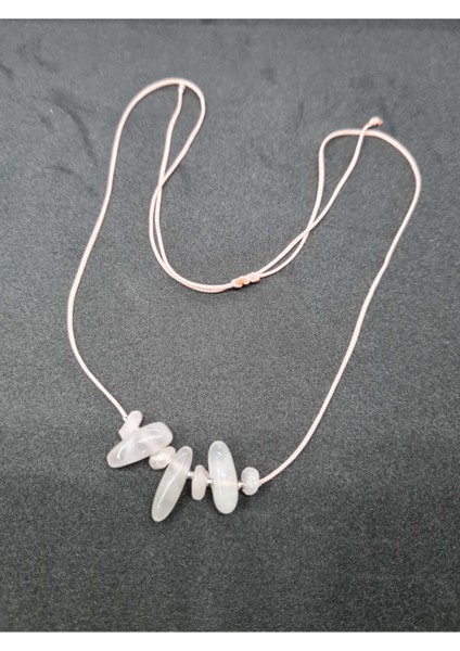 Sertifikalı Doğal Pembe Kuvars Taşı Tasarım Kolye Makrome Ayarlı Kilit Sistemi indirimleri