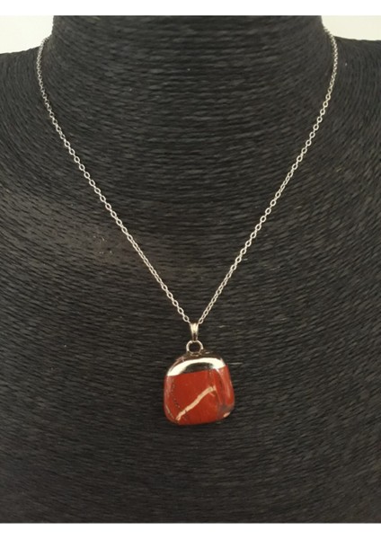 Sertifikalı Jasper Taşı Doğal Taş Kolye Zincir ve Ip Dahil