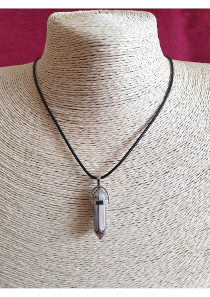Sertifikalı Hematit Doğal Taş Pandül Kolye- Zincir Dahil