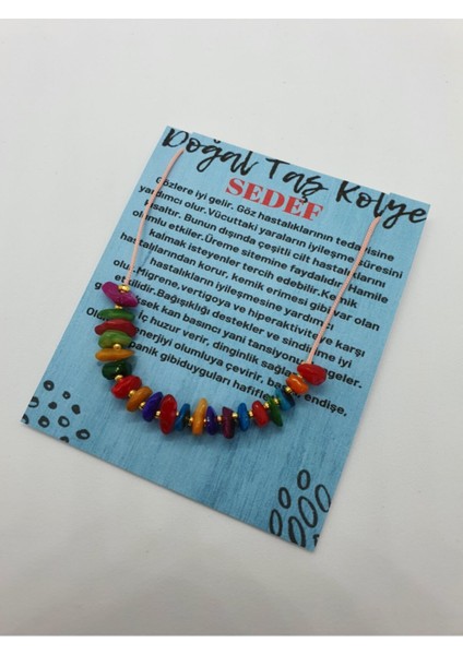 Sertifikalı Renkli Sedef Taşı Tasarım Kolye Ayarlanabilir Orijinal Doğal Taş Çok Sertifikalı Fonksiyonlu Kolye