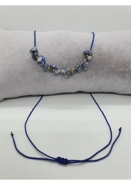 Sertifikalı Sodalit Taşı Tasarım Kolye Ayarlanabilir Orijinal Doğal Taş Çok Fonksiyonlu Kolye