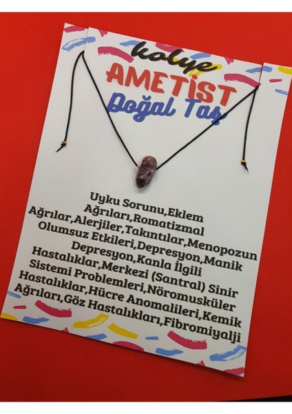 Sertifikalı Ametist Taşı Kolye Ayarlanabilir Orijinal Doğal Taş Çok Fonksiyonlu Kolye