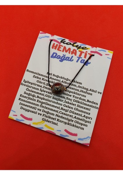 Sertifikalı Hematit Taşı Kolye Ayarlanabilir Orijinal Doğal Taş Çok Fonksiyonlu Kolye