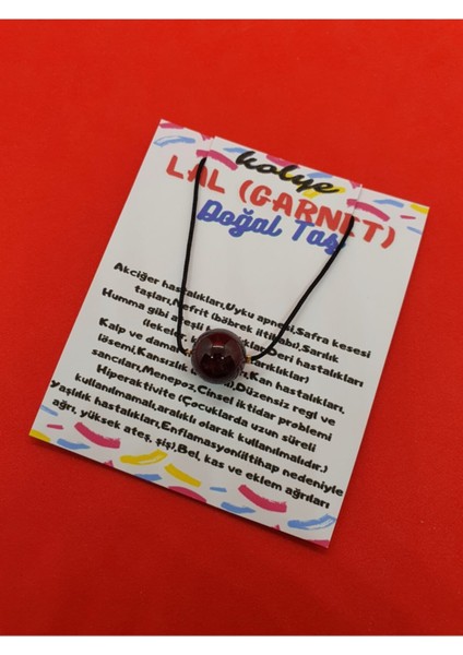 Sertifikalı Lal (Garnet) Taşı Kolye Ayarlanabilir Orijinal Doğal Taş Çok Fonksiyonlu Kolye