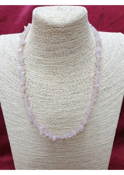 Sertifikalı Pembe Kuvars Taşı Doğal Taş Kolye