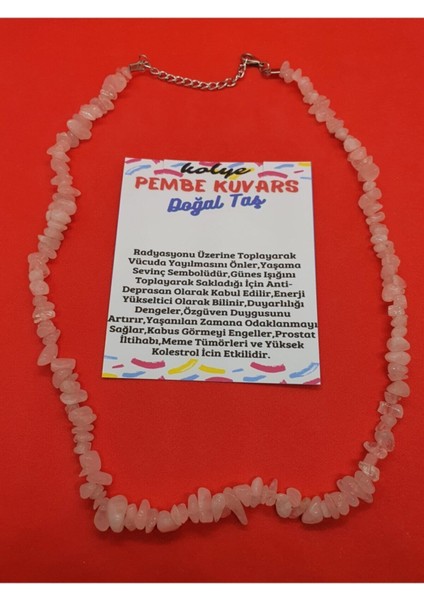 Sertifikalı Pembe Kuvars Taşı Doğal Taş Kolye fiyatları