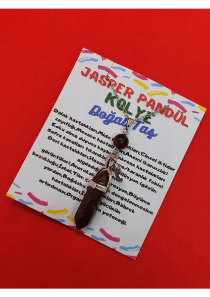 Sertifikalı Jasper Taşı Pandül Lale Kolye Doğal Taş Özel Tasarım Model fiyatları