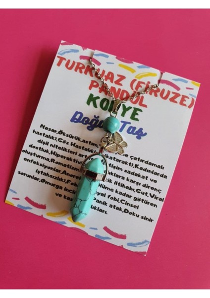 Sertifikalı Turkuaz Taşı Pandül Kelebek Kolye fiyatları