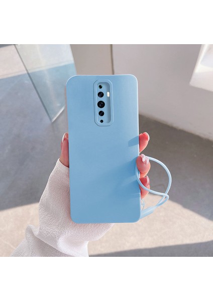 Oppo Reno 2z Uyumlu Kılıf Zebana Love Yumuşak Silikon Kılıf Açık Mavi