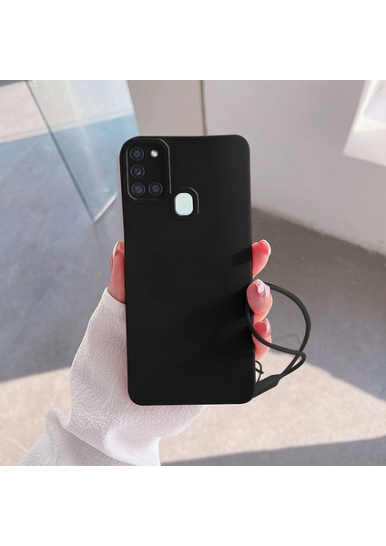 Samsung Galaxy A21S Uyumlu Kılıf Zebana Love Yumuşak Silikon Kılıf Siyah