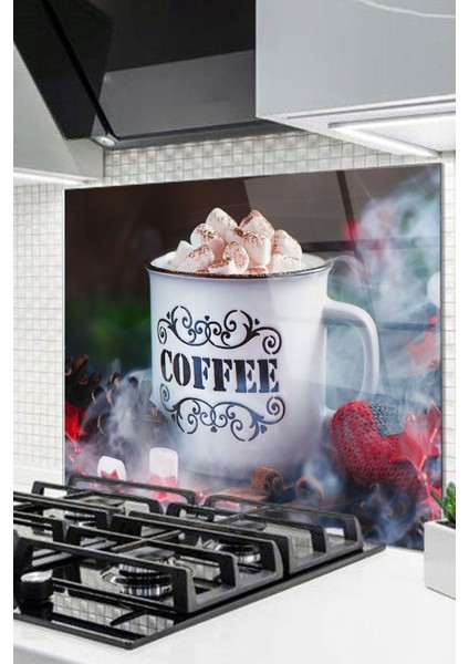 Cam Ocak Arkası Koruyucu Ankastre Arkası Koruyucu | Beyaz Kupa