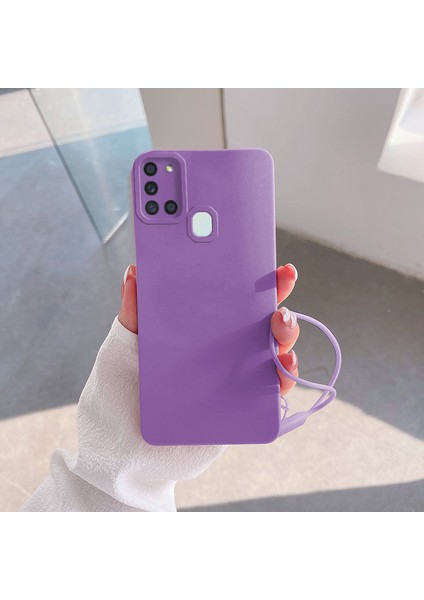 Samsung Galaxy A21S Uyumlu Kılıf Zebana Love Yumuşak Silikon Kılıf Lila