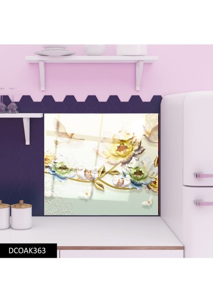 Cam Ocak Arkası Koruyucu Ankastre Arkası Koruyucu | Çiçek modelleri