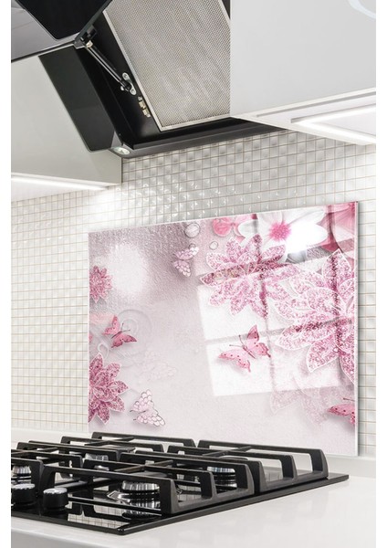 Cam Ocak Arkası Koruyucu Ankastre Arkası Koruyucu | Çiçek