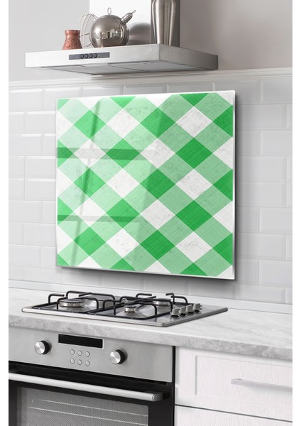 Ocak Arkası Cam Koruyucu Tezgah Ankastre Arkası Koruyucu | Kare Desenli