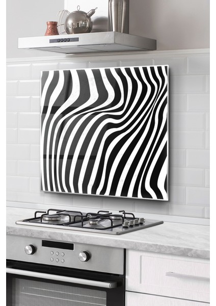Ocak Arkası Cam Koruyucu Tezgah Ankastre Arkası Koruyucu | Zebra Desenli