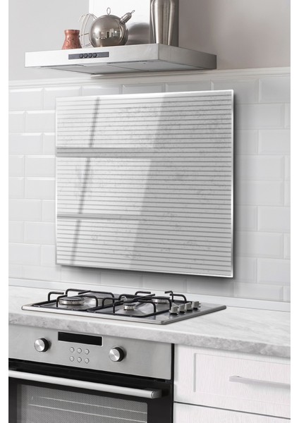 Ocak Arkası Cam Koruyucu Tezgah Ankastre Arkası Koruyucu | Çizgi Desenli