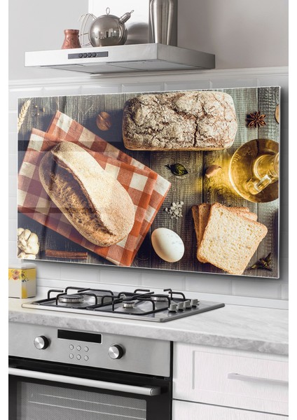 Ocak Arkası Cam Koruyucu Tezgah Ankastre Arkası Koruyucu | Ekmek Desenli