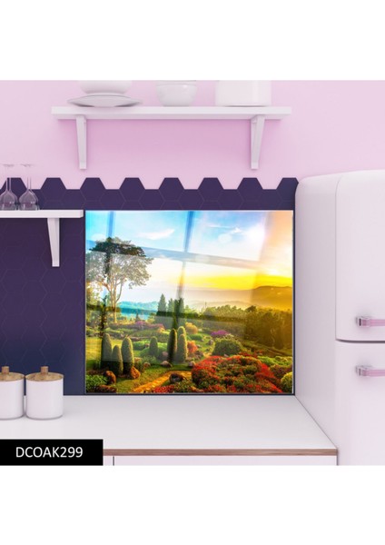 Cam Ocak Arkası Koruyucu Ankastre Arkası Koruyucu | Doğa modelleri