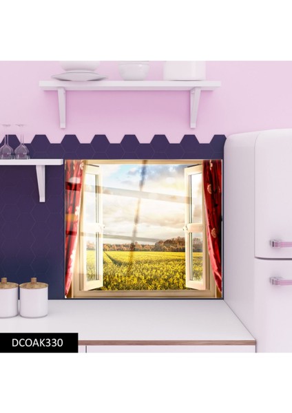 Cam Ocak Arkası Koruyucu Ankastre Arkası Koruyucu | Pencere ve Doğa modelleri