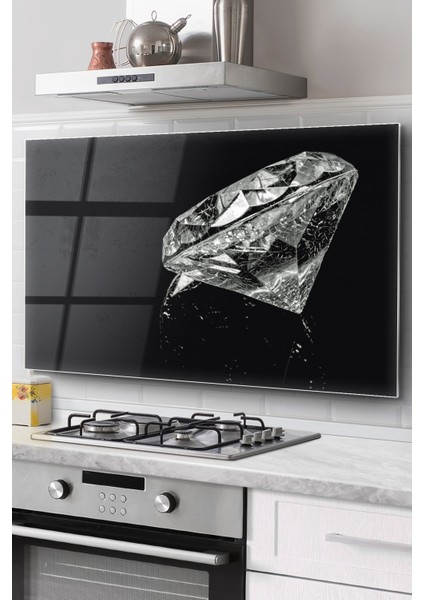 Ocak Arkası Cam Koruyucu Tezgah Ankastre Arkası Koruyucu | Elmas Desenli