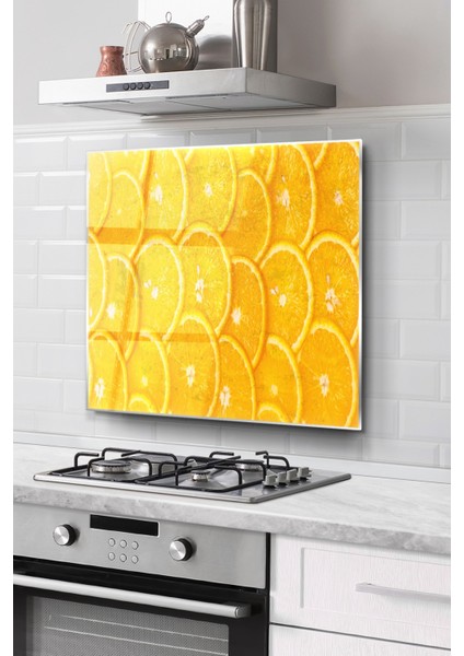 Ocak Arkası Cam Koruyucu Tezgah Ankastre Arkası Koruyucu | Portakal Desenli
