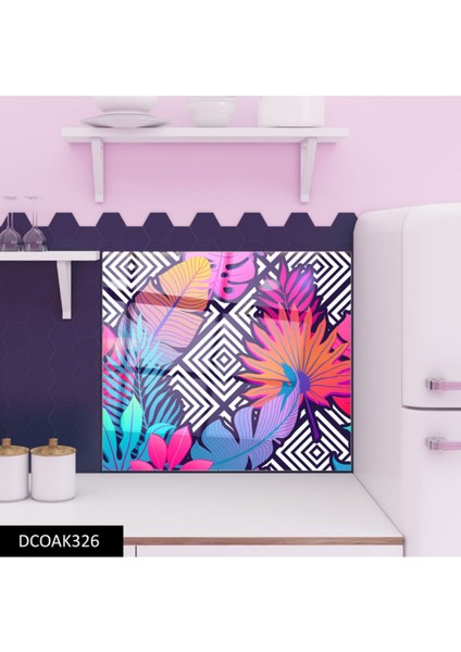 Cam Ocak Arkası Koruyucu Ankastre Arkası Koruyucu | Yaprak modelleri