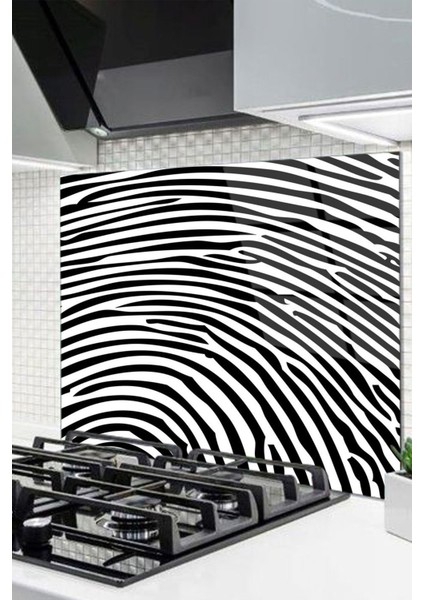 Cam Ocak Arkası Koruyucu Ankastre Arkası Koruyucu | Siyah Beyaz