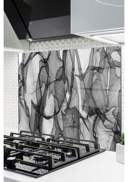 Cam Ocak Arkası Koruyucu Ankastre Arkası Koruyucu | Siyah Dali