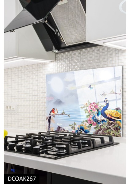 Cam Ocak Arkası Koruyucu | Tavus Kuşu