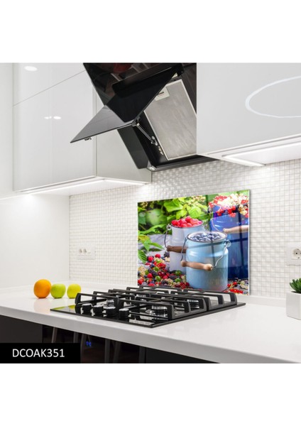 Cam Ocak Arkası Koruyucu | Kırmızı Meyveler