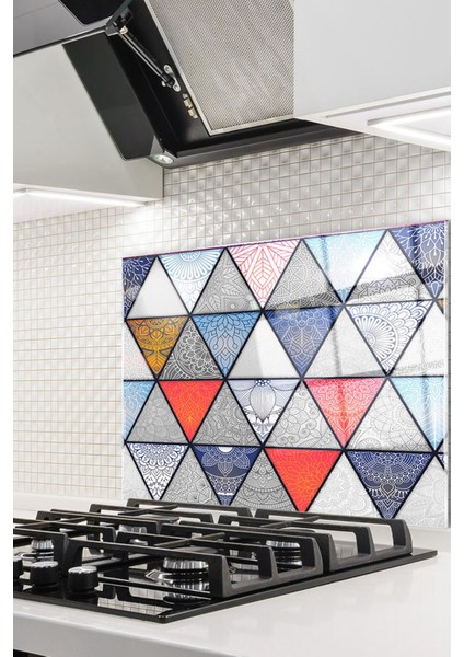 Cam Ocak Arkası Koruyucu Ankastre Arkası Koruyucu | Geometrik