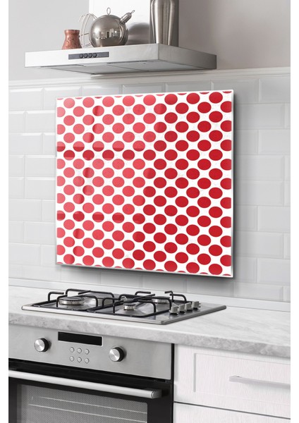 Ocak Arkası Cam Koruyucu Tezgah Ankastre Arkası Koruyucu | Puantiye Desenli