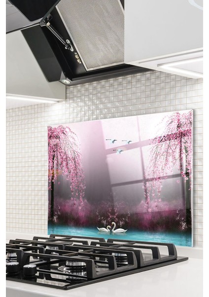 Cam Ocak Arkası Koruyucu Ankastre Arkası Koruyucu | Kuğu