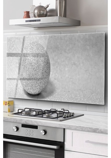 Ocak Arkası Cam Koruyucu Tezgah Ankastre Arkası Koruyucu | Simli Yumurta Desenli