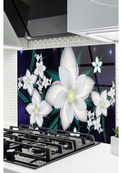 Cam Ocak Arkası Koruyucu Ankastre Arkası Koruyucu | Çiçek