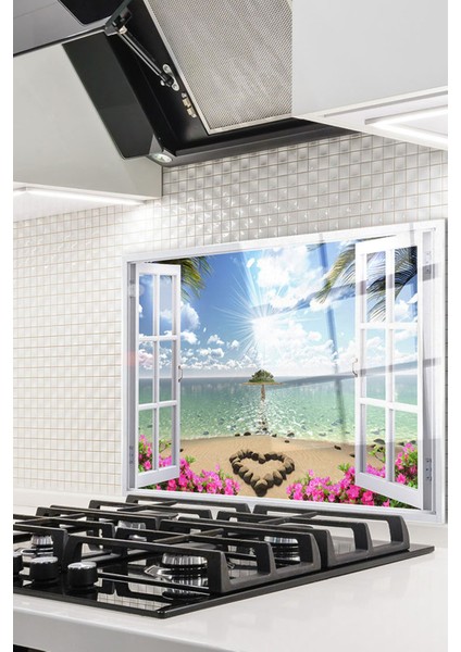 Cam Ocak Arkası Koruyucu Ankastre Arkası Koruyucu | Pencere ve Kalp