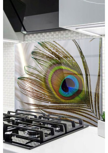 Cam Ocak Arkası Koruyucu Ankastre Arkası Koruyucu | Tavus Kuş Tüyü