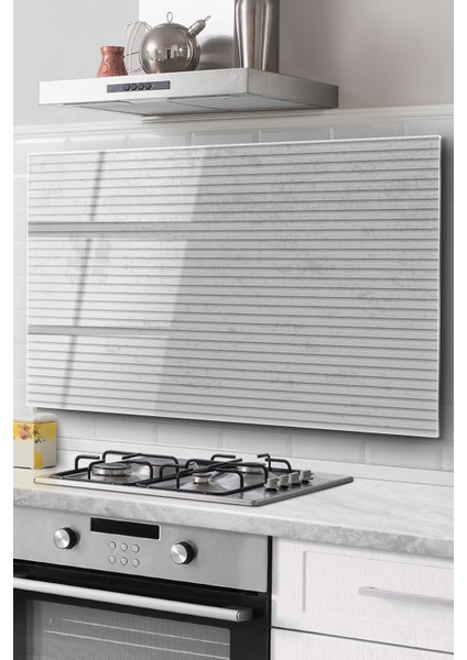 Ocak Arkası Cam Koruyucu Tezgah Ankastre Arkası Koruyucu | Çizgi Desenli