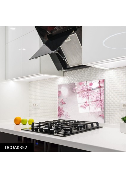 Cam Ocak Arkası Koruyucu | Çiçek