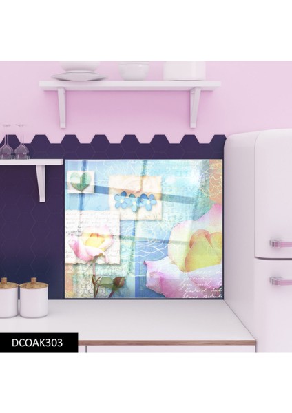 Cam Ocak Arkası Koruyucu Ankastre Arkası Koruyucu | Yaprak modelleri