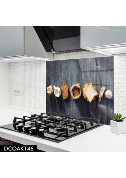Cam Ocak Arkası Koruyucu | Breakfast Desenli