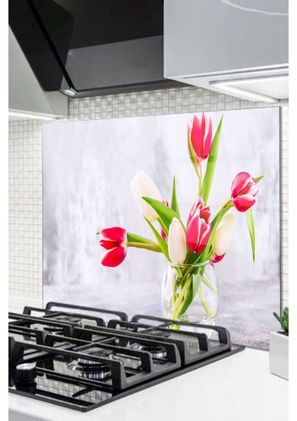 Cam Ocak Arkası Koruyucu Ankastre Arkası Koruyucu | Çiçek