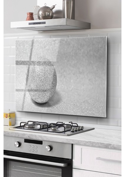 Ocak Arkası Cam Koruyucu Tezgah Ankastre Arkası Koruyucu | Simli Yumurta Desenli