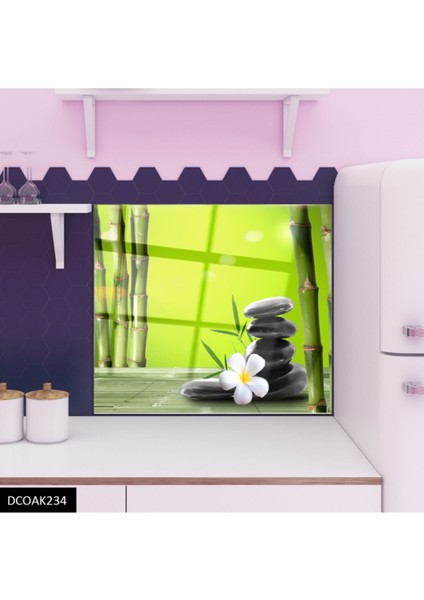 Bambu Desenli Cam Ocak Ankastre Arkası Koruyucu modelleri